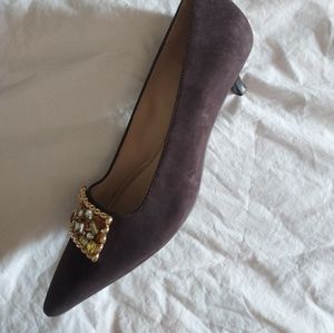 Talbots kitten heel suede shoe brown